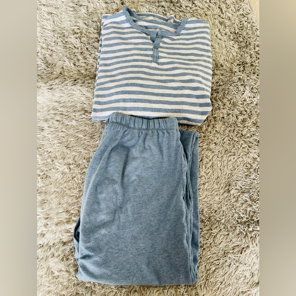 New David Archy Men's Cotton Strip Sleep ware Loungewear Top&Bottom SET - Picture 2 of 16